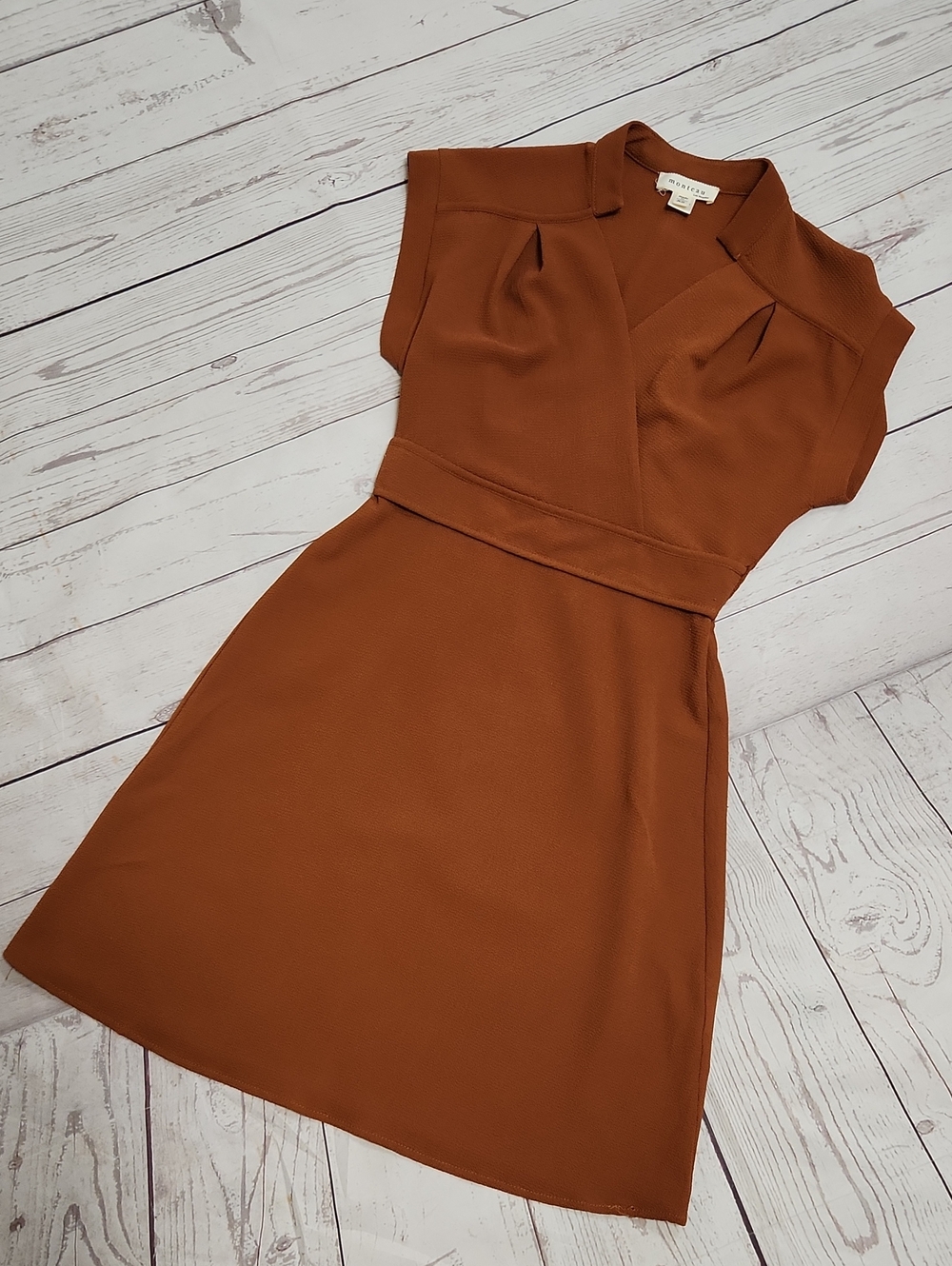 Monteau Rust Brown Cap-Sleeve Dress